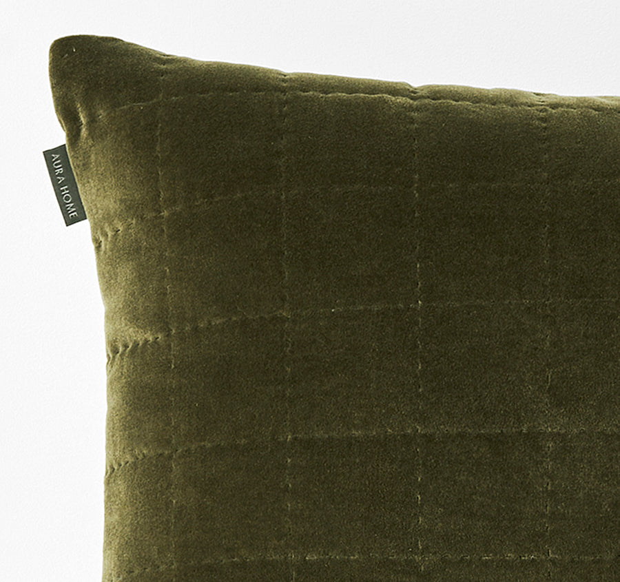 Luxury Velvet Quilted 40x60cm Filled Cushion Caper