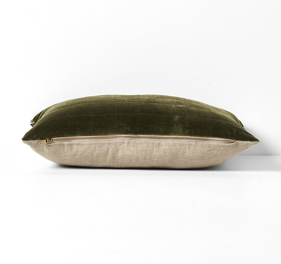 Luxury Velvet Quilted 40x60cm Filled Cushion Caper