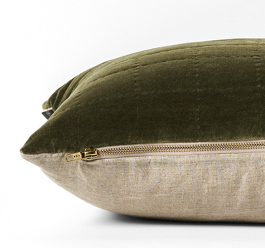 Luxury Velvet Quilted 40x60cm Filled Cushion Caper