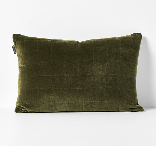 Luxury Velvet Quilted 40x60cm Filled Cushion Caper