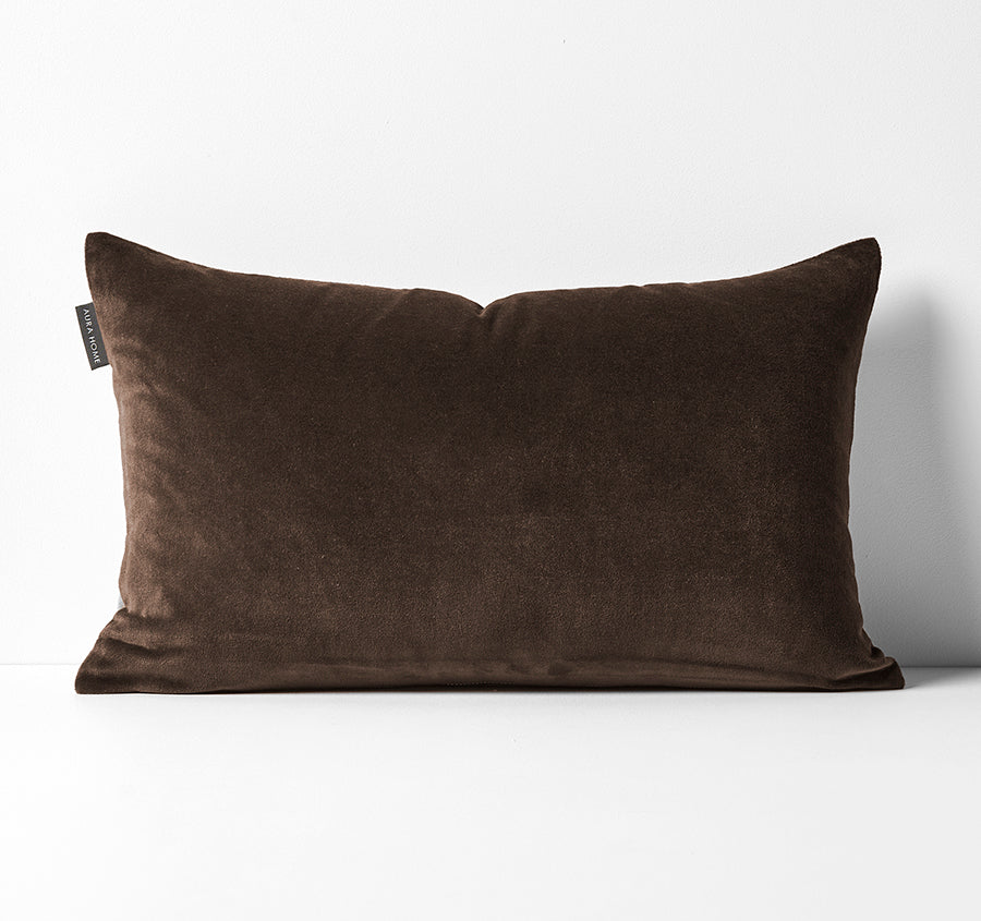Luxury Velvet 30x60cm Filled Cushion Chocolate