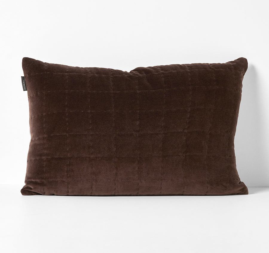 Luxury Velvet Quilted 40x60cm Filled Cushion Chocolate