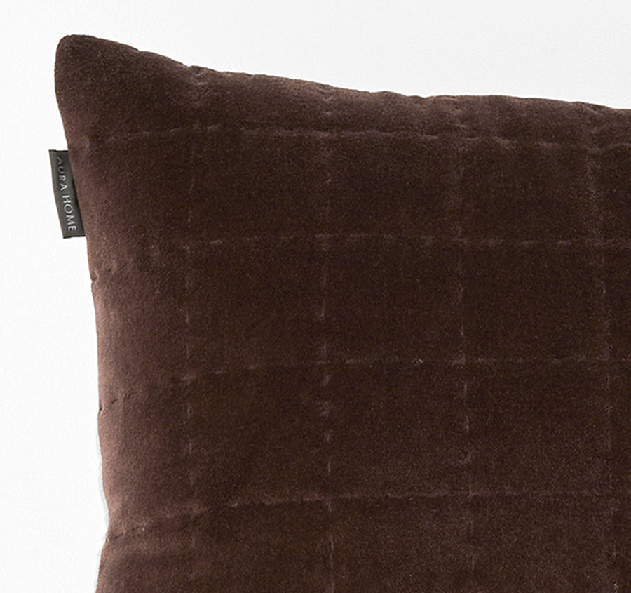 Luxury Velvet Quilted 40x60cm Filled Cushion Chocolate
