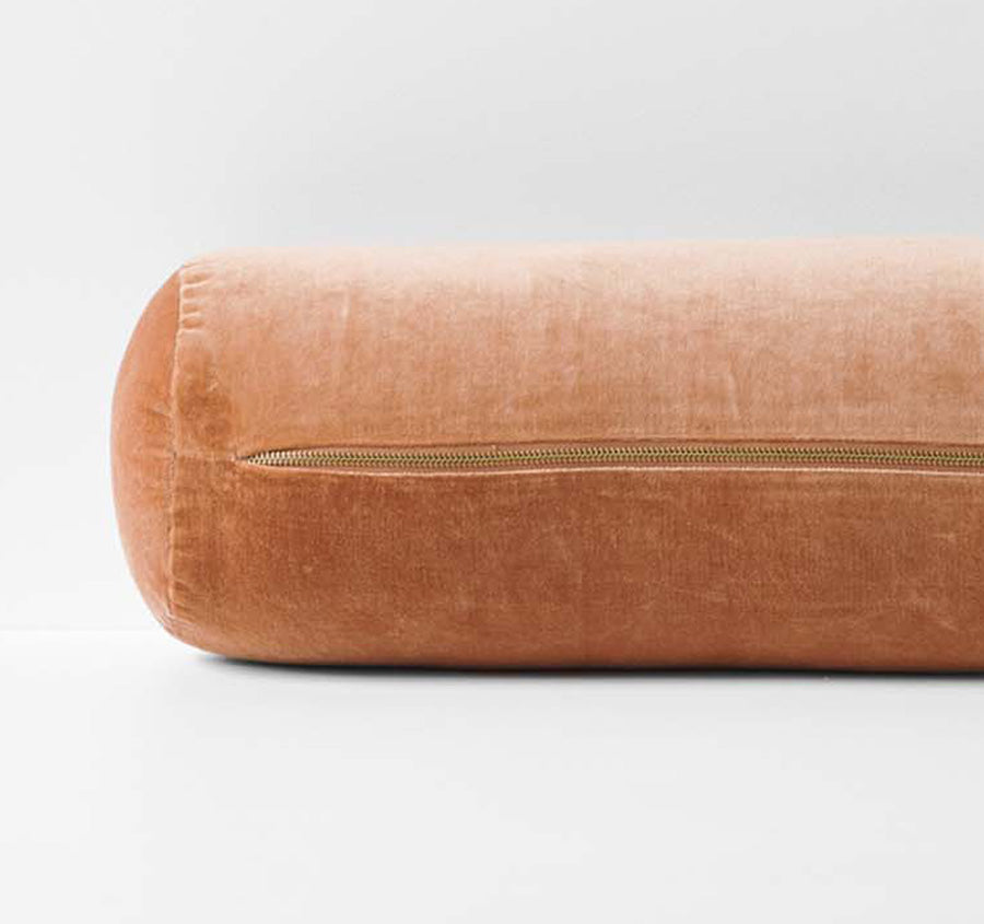 Luxury Velvet 18x60cm Filled Bolster Hazelnut