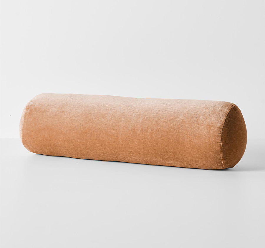 Luxury Velvet 18x60cm Filled Bolster Hazelnut