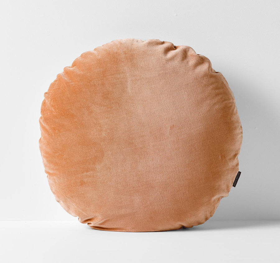 Luxury Velvet 55cm Filled Round Cushion Hazelnut
