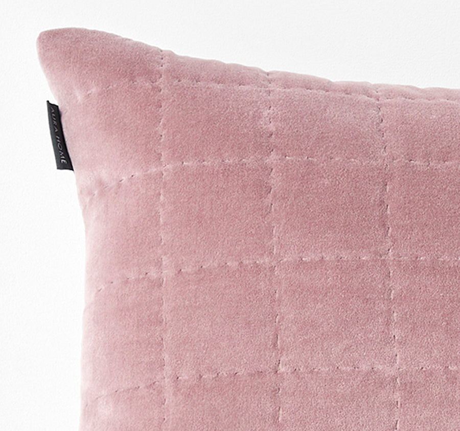 Luxury Velvet Quilted 40x60cm Filled Cushion Heather