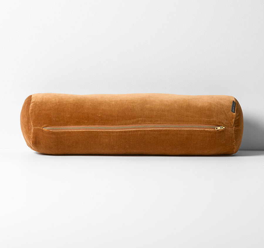 Luxury Velvet 18x60cm Filled Bolster Maple