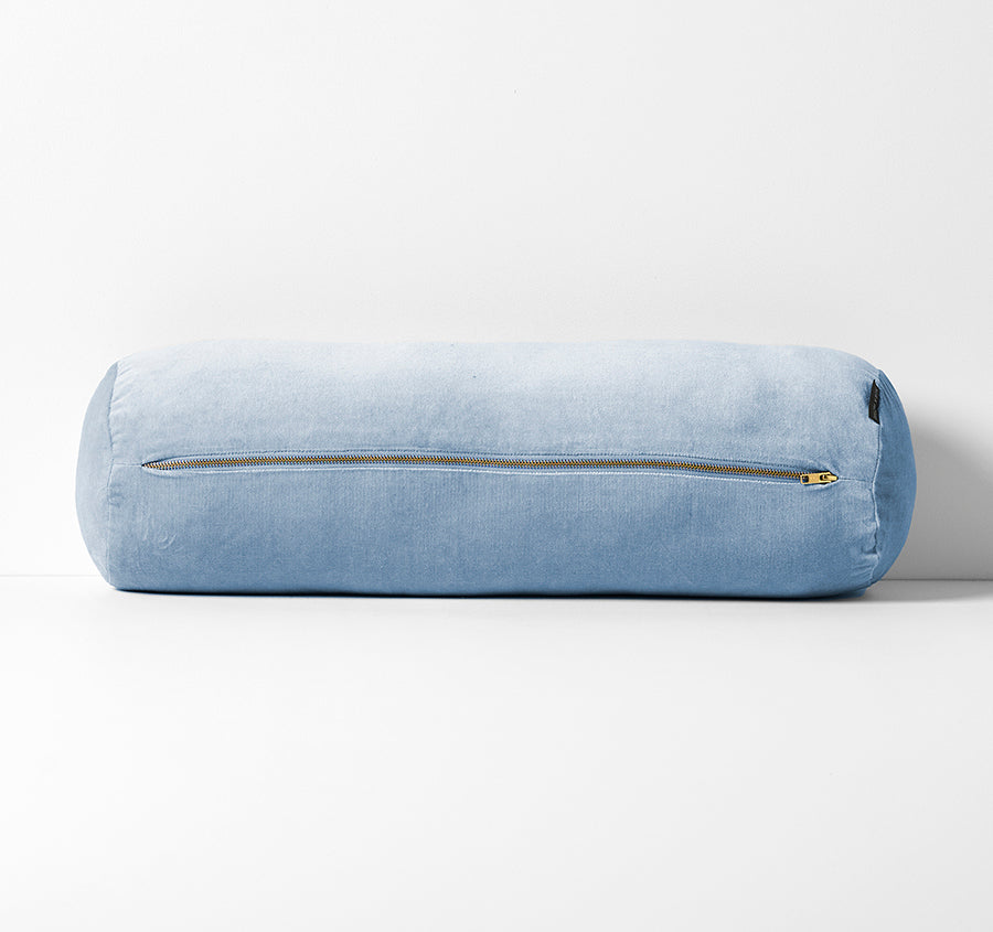 Luxury Velvet 18x60cm Filled Bolster Powder Blue