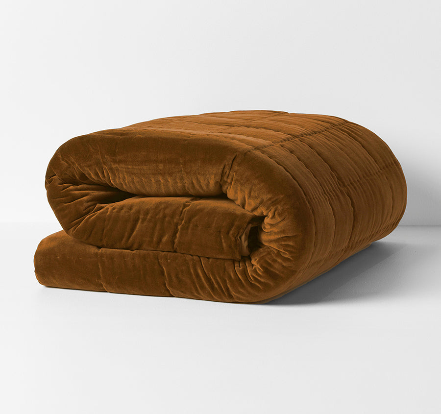 Luxury Velvet Coverlet Tobacco