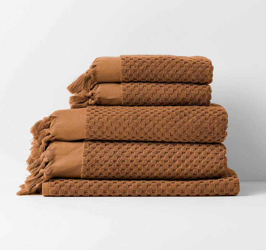 Milos 5 Piece 650GSM Cotton Bath Towel Set Caramel