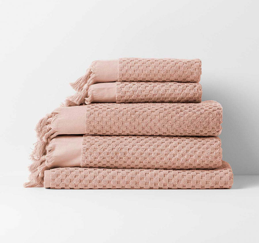 Milos 5 Piece 650GSM Cotton Bath Towel Set Pink Clay