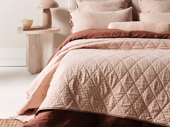 Mini Gingham Coverlet Clay