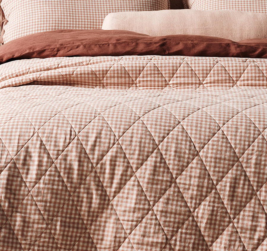 Mini Gingham Coverlet Clay