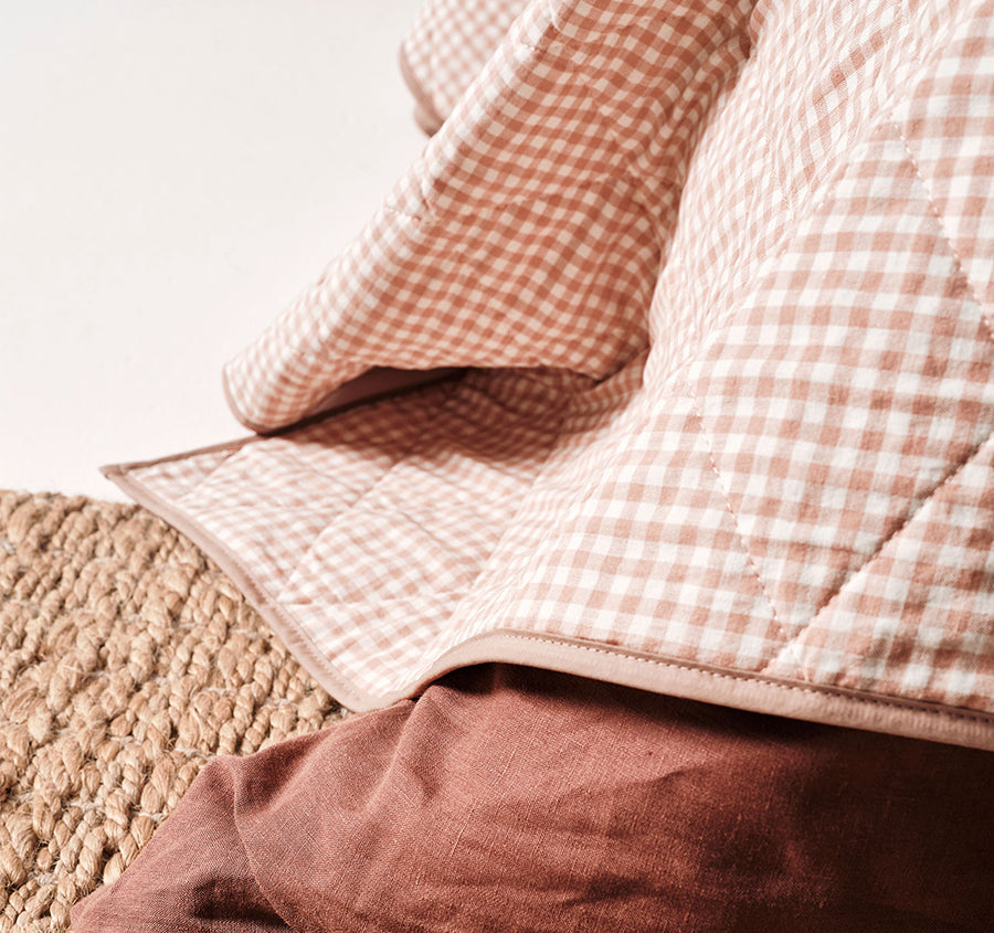 Mini Gingham Coverlet Clay