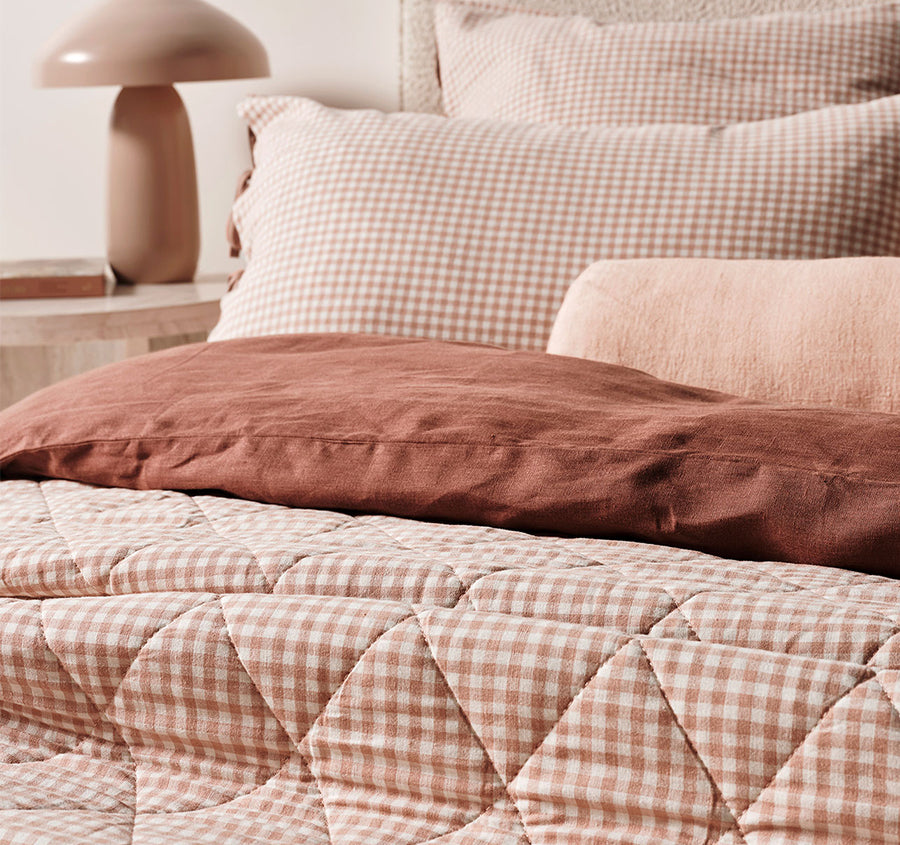 Mini Gingham Coverlet Clay