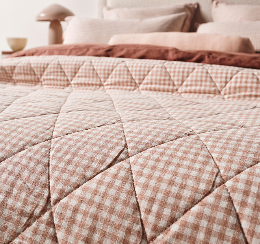 Mini Gingham Coverlet Clay