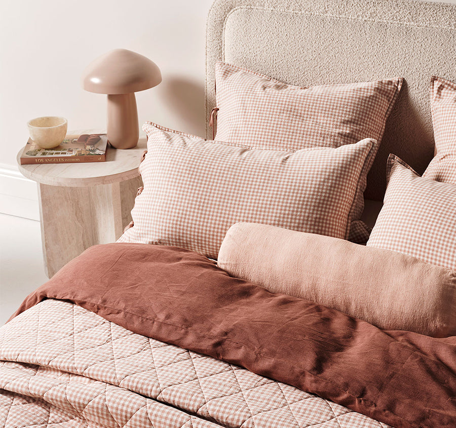 Mini Gingham Coverlet Clay