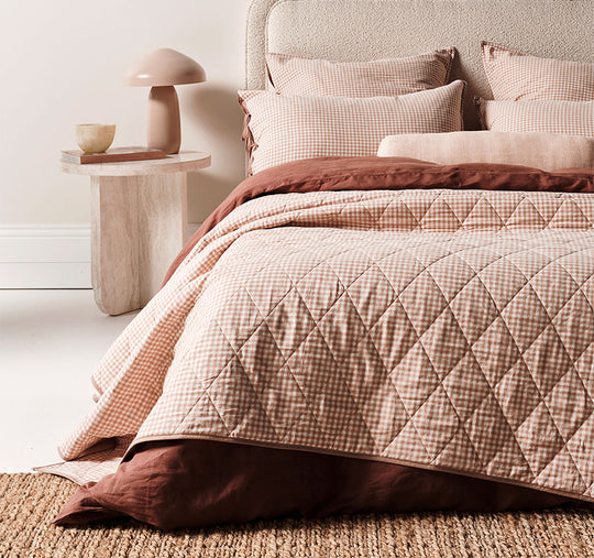 Mini Gingham Coverlet Clay