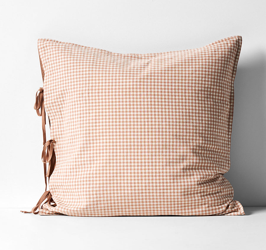 Mini Gingham European Pillowcase Clay