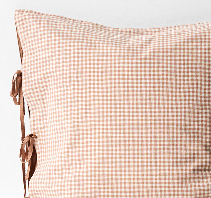 Mini Gingham European Pillowcase Clay