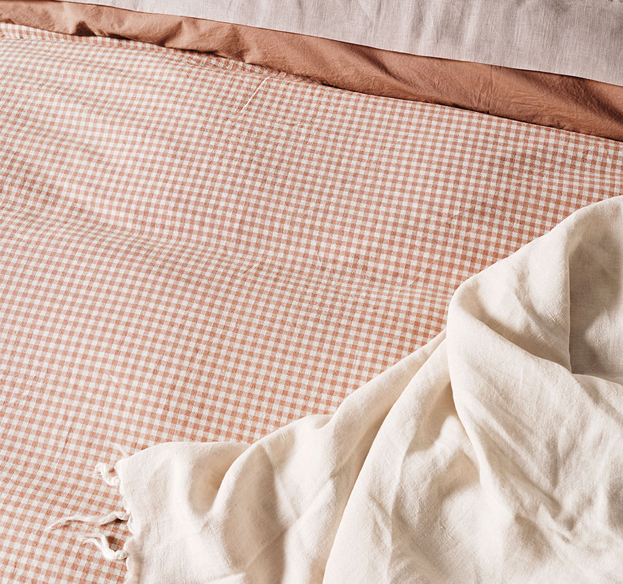 Mini Gingham Quilt Cover Range Clay