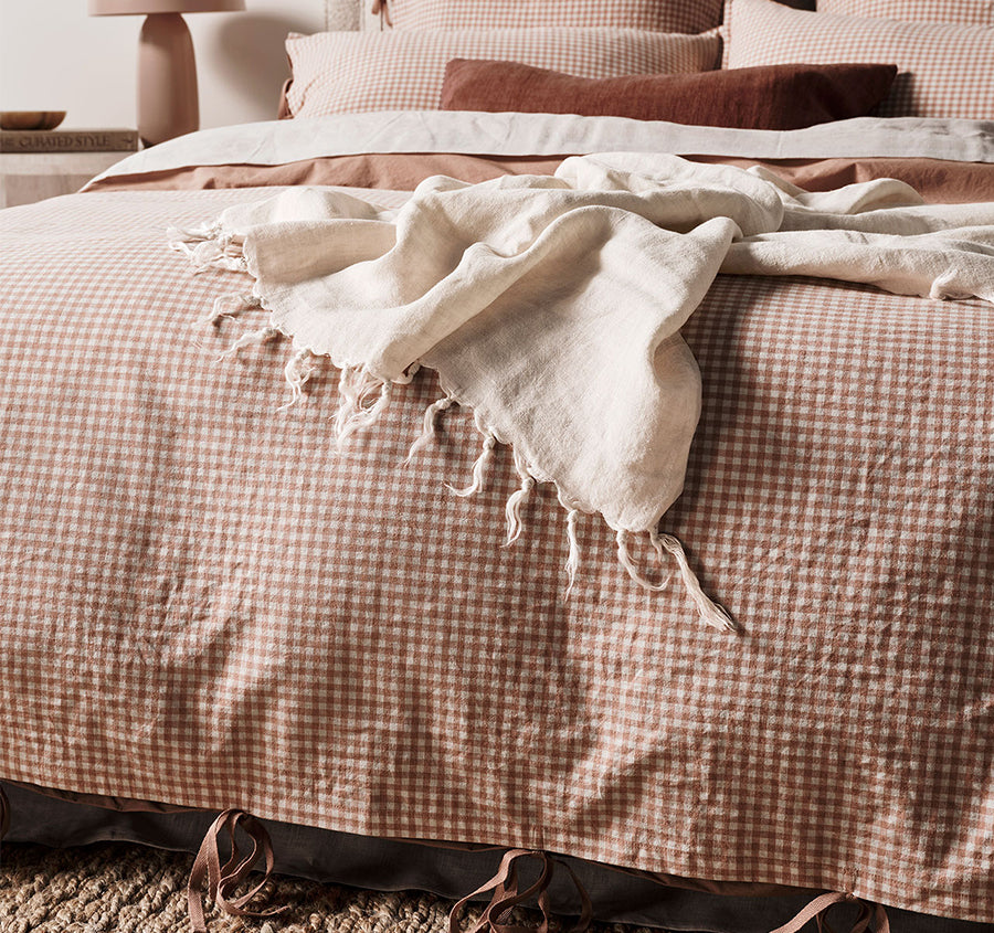 Mini Gingham Quilt Cover Range Clay