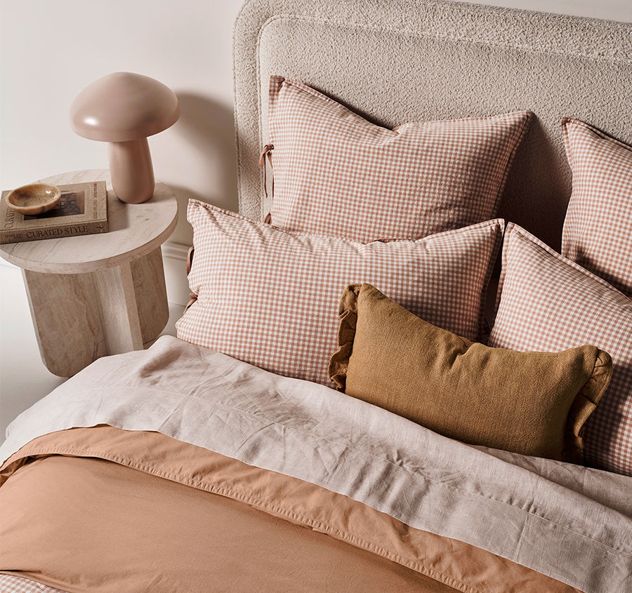 Mini Gingham Quilt Cover Range Clay