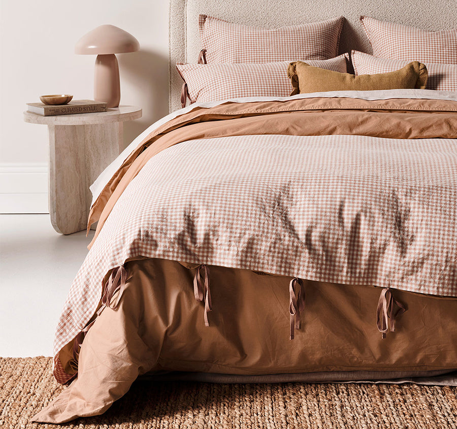 Mini Gingham Quilt Cover Range Clay