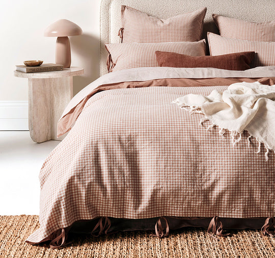 Mini Gingham Quilt Cover Range Clay