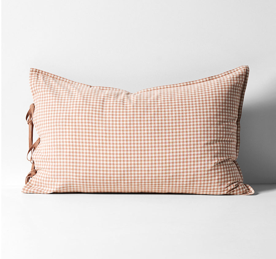 Mini Gingham Standard Pillowcase Clay