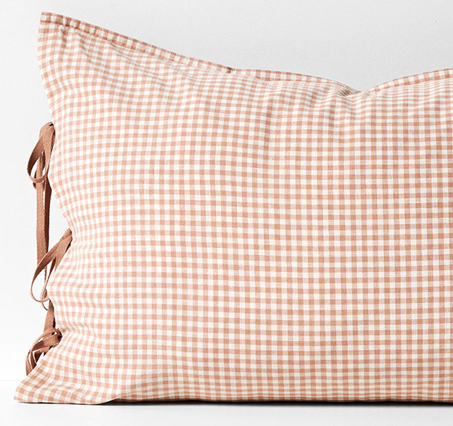 Mini Gingham Standard Pillowcase Clay