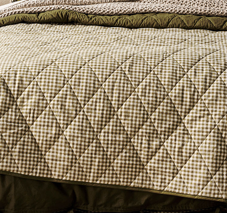 Mini Gingham Coverlet Olive