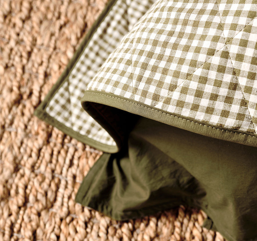 Mini Gingham Coverlet Olive