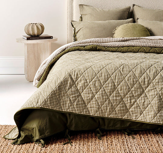 Mini Gingham Coverlet Olive