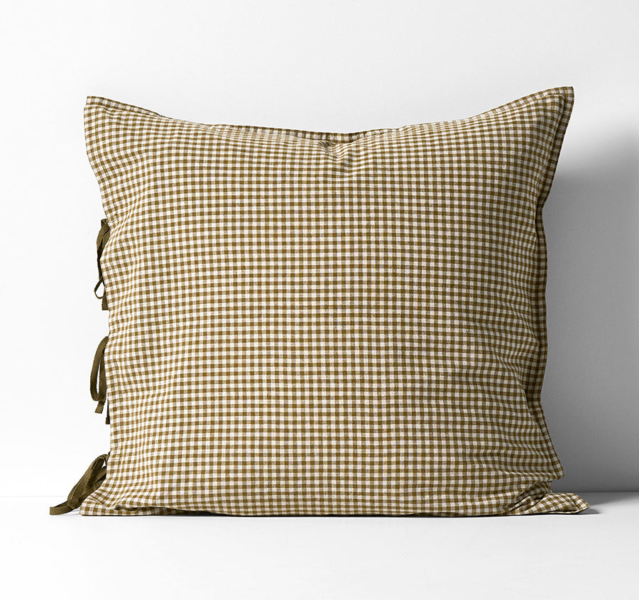 Mini Gingham European Pillowcase Olive