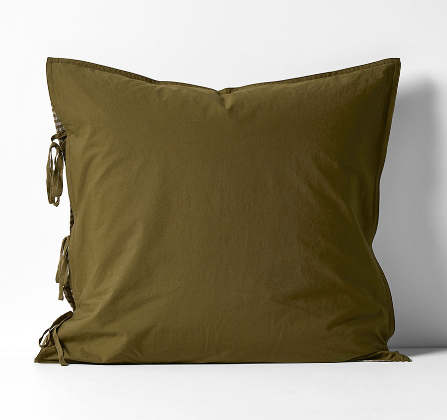 Mini Gingham European Pillowcase Olive