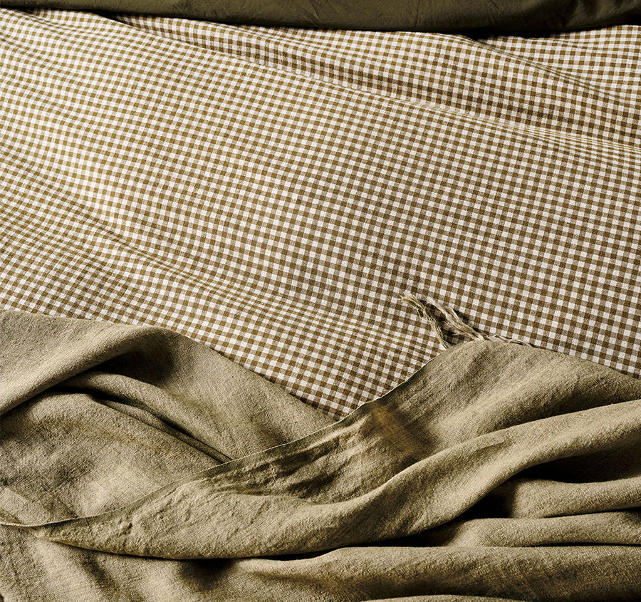 Mini Gingham Quilt Cover Range Olive