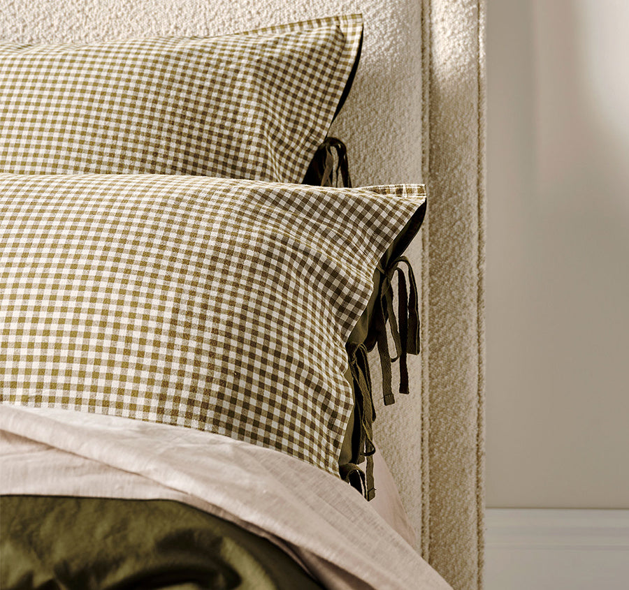 Mini Gingham Quilt Cover Range Olive