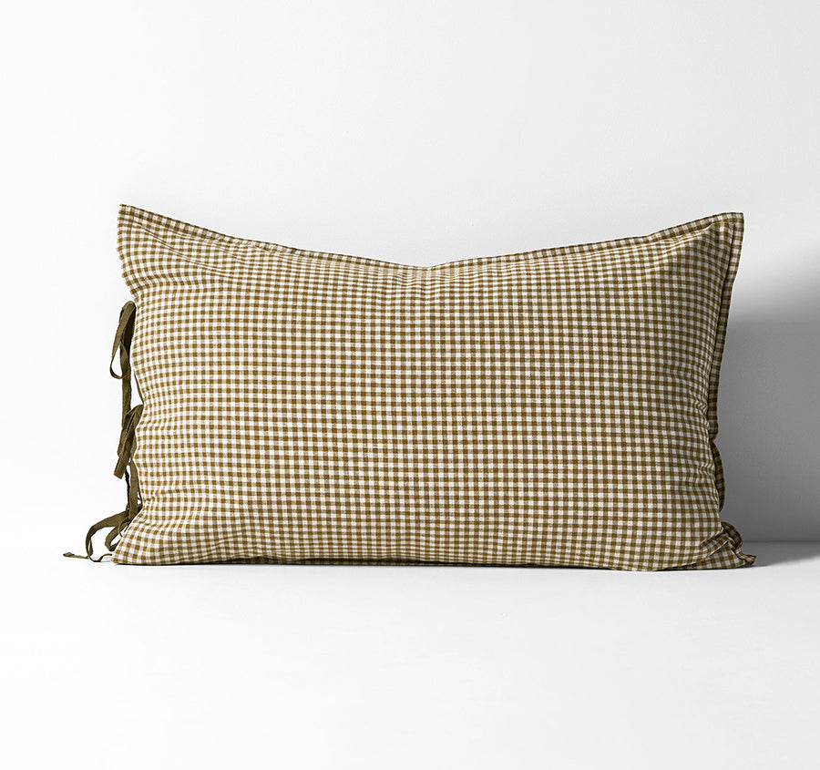 Mini Gingham Standard Pillowcase Olive