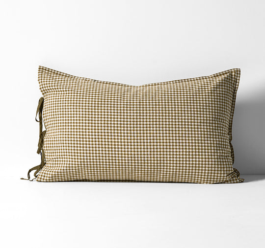 Mini Gingham Standard Pillowcase Olive