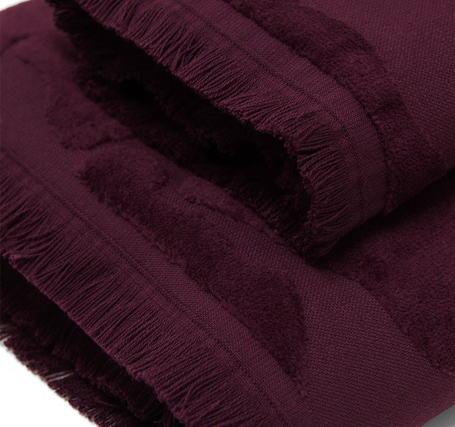 Palma Fringe 560GSM Cotton Bath Towel Range Mulberry