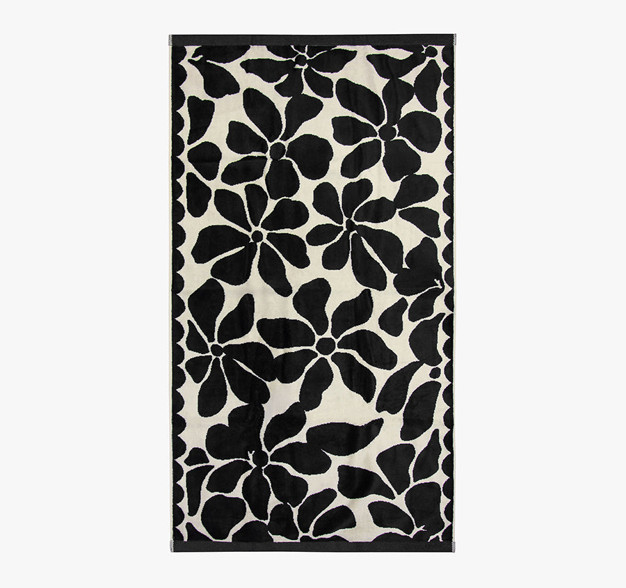 Palma Petal 560GSM Cotton Bath Towel Range Black and Sand