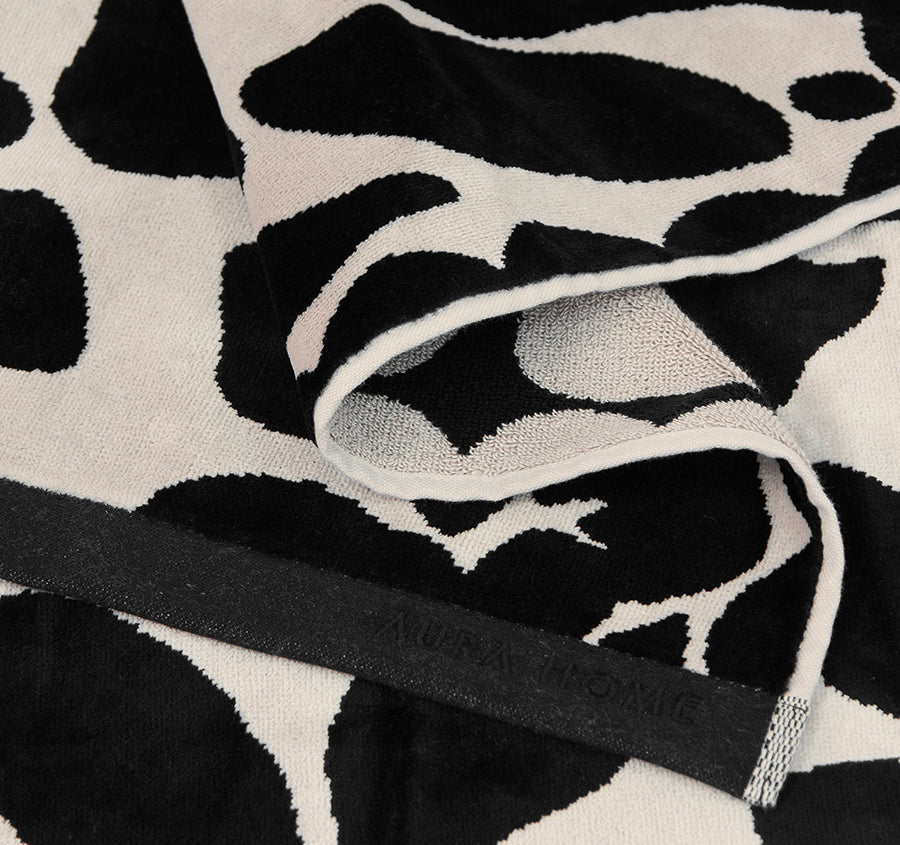 Palma Petal 560GSM Cotton Bath Towel Range Black and Sand