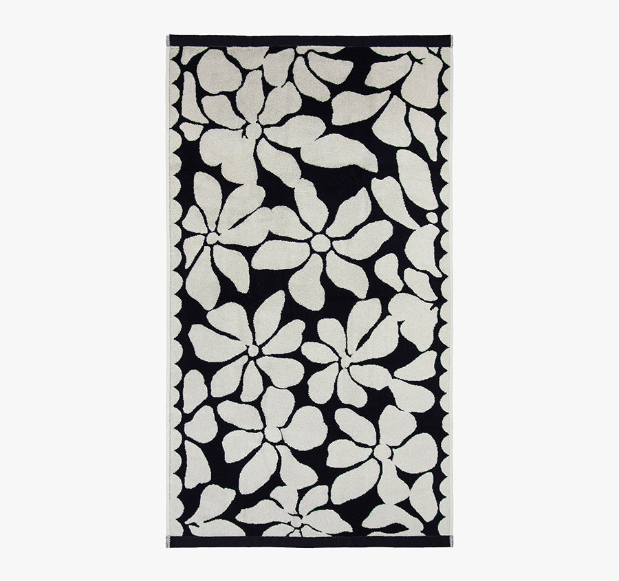 Palma Petal 560GSM Cotton Bath Towel Range Black and Sand