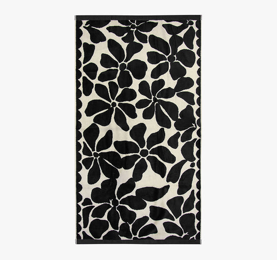 Palma Petal 560GSM Cotton Bath Towel Range Black and Sand