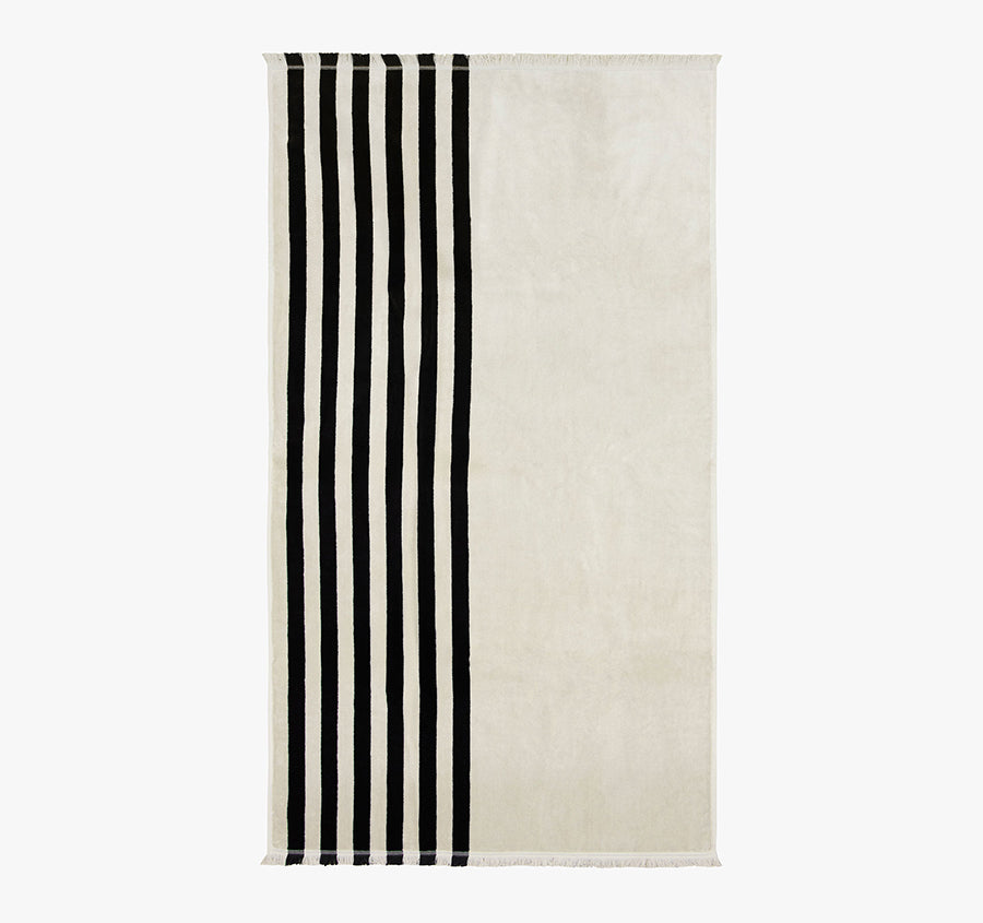 Palma Stripe 560GSM Cotton Bath Towel Range Black and Sand