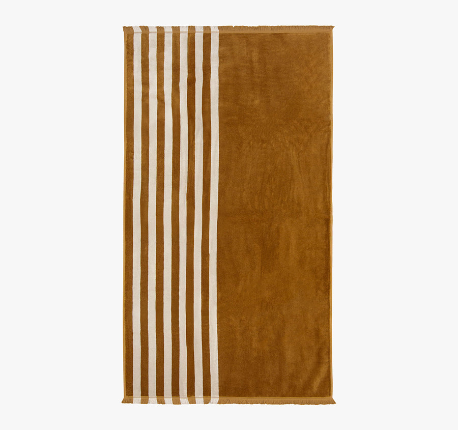 Palma Stripe 560GSM Cotton Bath Towel Range Bronze and Sand