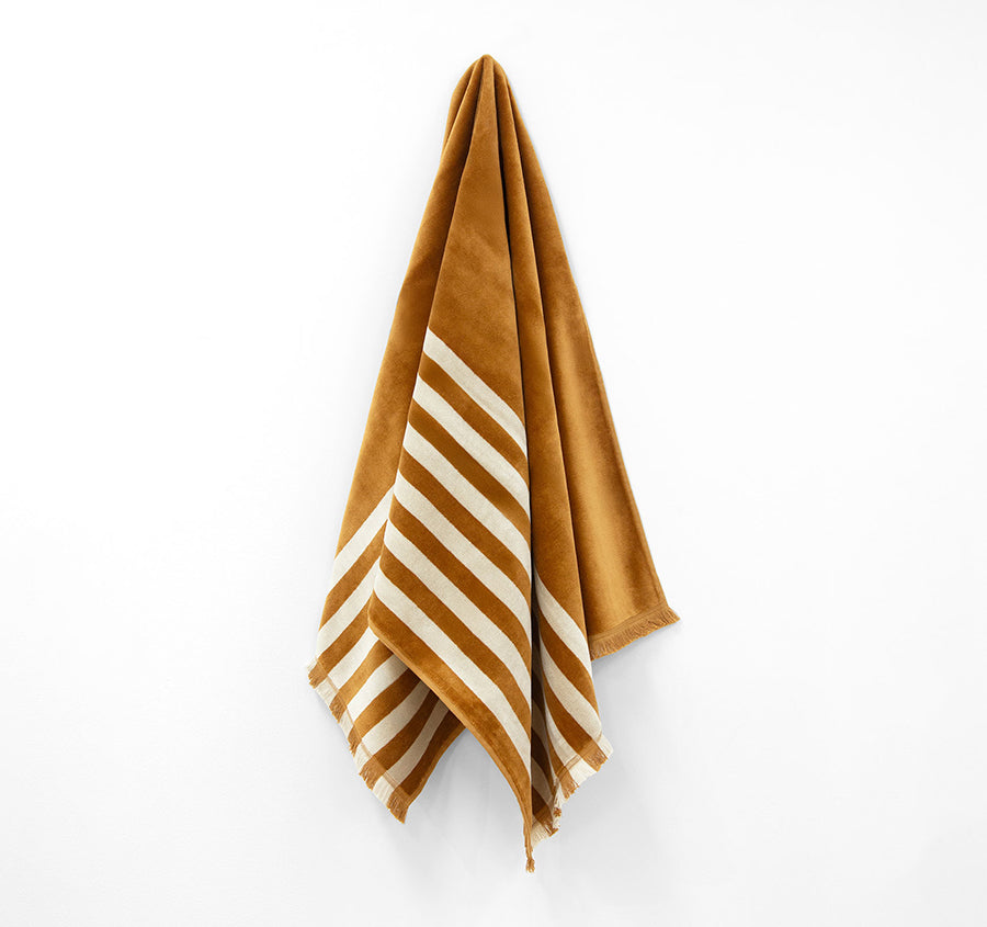 Palma Stripe 560GSM Cotton Bath Towel Range Bronze and Sand