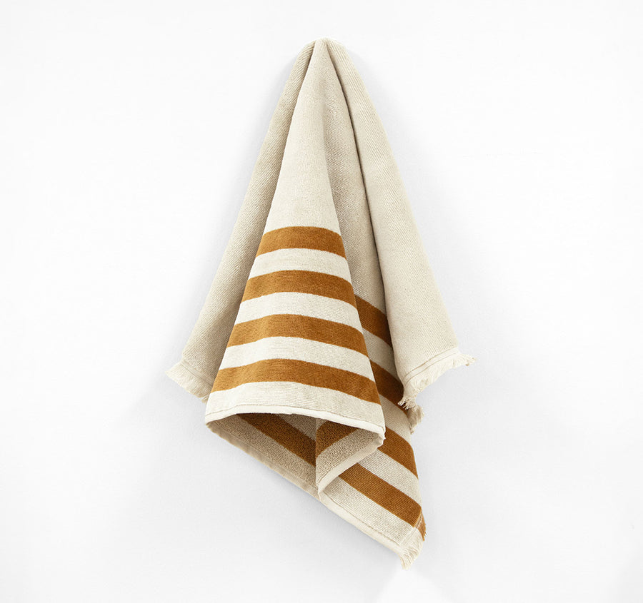 Palma Stripe 560GSM Cotton Bath Towel Range Bronze and Sand